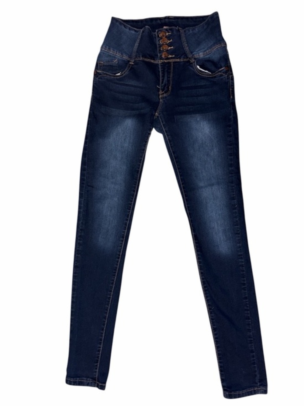 HAILEY High-Rise Navy Skinny Jeans with Button-Front Detail Size 5